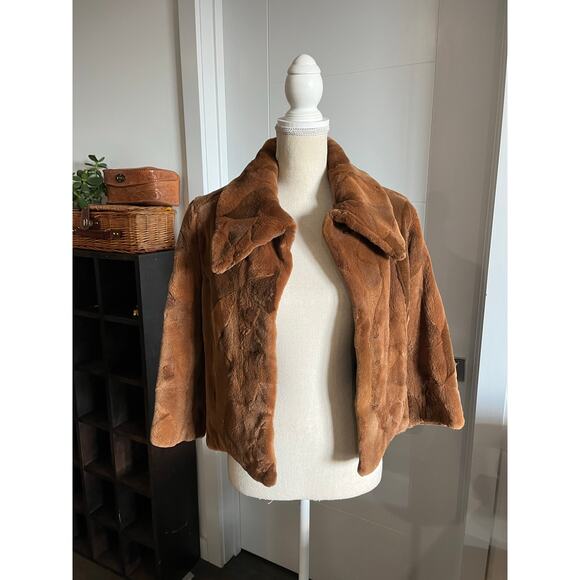 Dasco Filippidis Filippos Genuine Mink Brown Fur Cropped 3/4 sleeve Coat Sz 42 - Picture 15 of 15